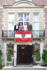 A-AA President Traude Acker and Autrian-Canadian Council President Roland Pirker, with their spouses, at the MIT Endicott House.